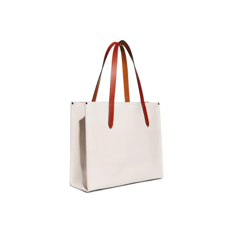 COACH Pebbled Leather With Wax Plant Leather And Coated Canvas One Shoulder Handbag Tubas Men's White-1