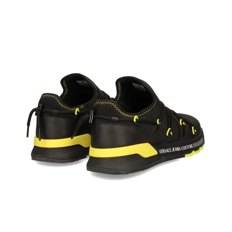 VERSACE JEANS Low Top Sports Casual Shoes Men's Black Yellow-3