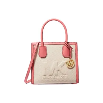 MICHAEL KORS Mercer Patchwork Cotton Handbag Shoulder Bag Crossbody Bag Medium Size Women's White & Pink
