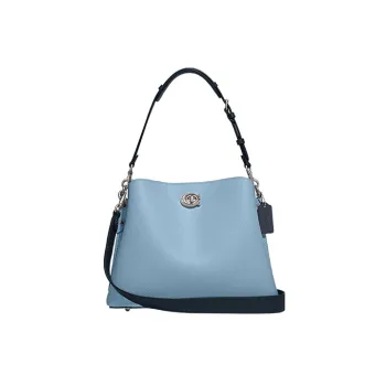 COACH Willow Pebbled Leather Portable Crossbody Bag Shoulder Bag Women's Light Blue