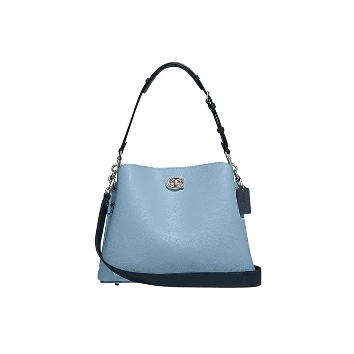 COACH Willow Pebbled Leather Portable Crossbody Bag Shoulder Bag Women's Light Blue-0