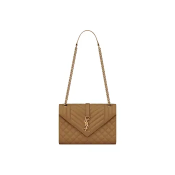 SAINT LAURENT Leather Envelope Bag, Portable Crossbody Bag, Shoulder Bag Women's Yellow