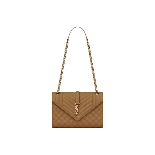 SAINT LAURENT Leather Envelope Bag, Portable Crossbody Bag, Shoulder Bag Women's Yellow