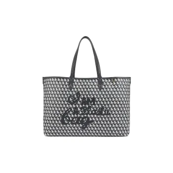 Anya Hindmarch Canvas With Leather Tote Bag Shopping Bag Shoulder Bag Handbag Women's Charcoal