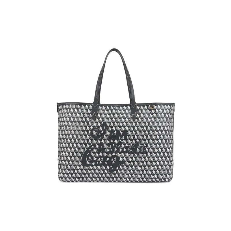 Anya Hindmarch Canvas With Leather Tote Bag Shopping Bag Shoulder Bag Handbag Women's Charcoal-0