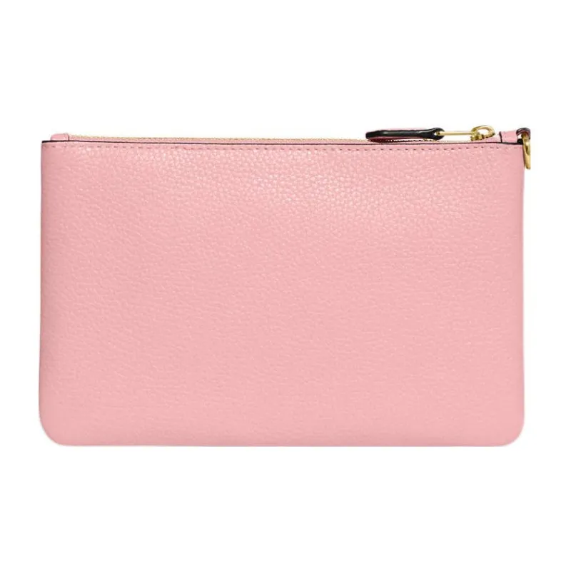 COACH Wristlet Cow Leather Clutch Wrist Bag Small Size Women's Pink-1