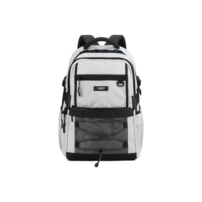 AOKING AK Polyester Backpack Large Size Unisex Light Gray/Black-0