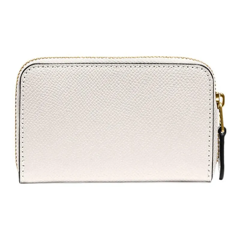 COACH Zip Around Cross-Stitch Leather Card Holder Mini Women's White-1