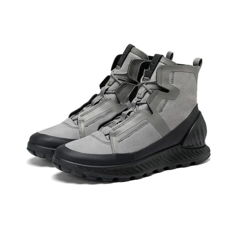 Ecco Casual Shoes Men High Top Black Gray Color-1