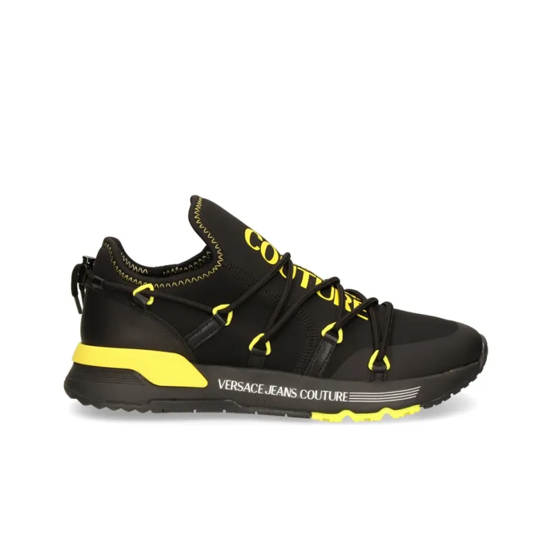 VERSACE JEANS Low Top Sports Casual Shoes Men's Black Yellow-1