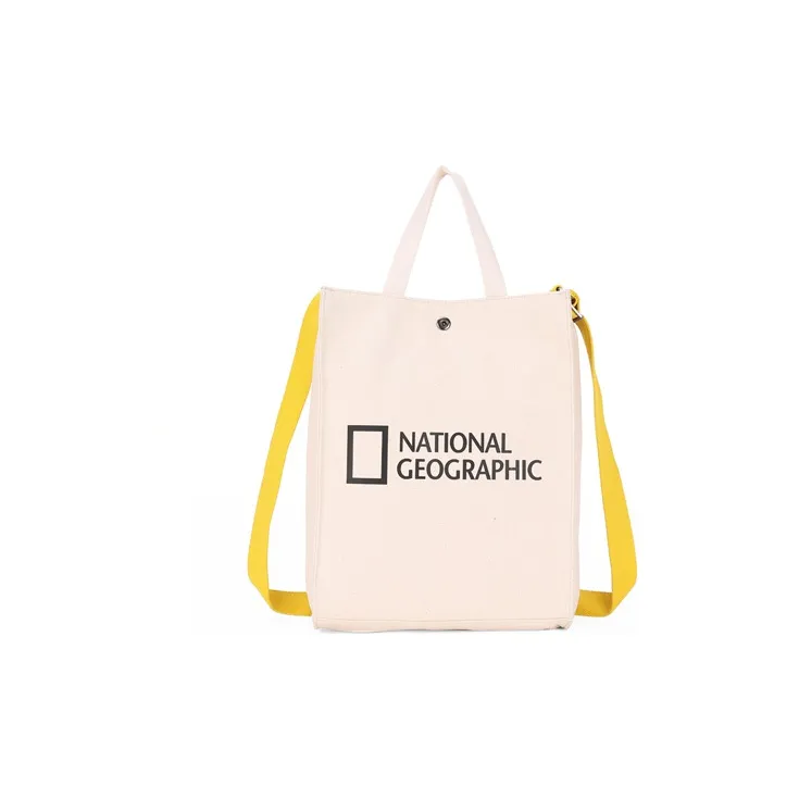 NATIONAL GEOGRAPHIC Canvas Tote Bag, Shopping Bag, Shoulder Bag Large Size Women's Yellow/Black/Beige-6