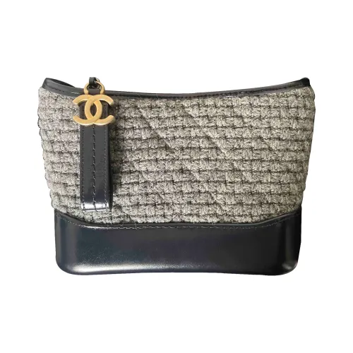 CHANEL Gabrielle Velvet Patchwork With Cow Leather Hobo Bag Shoulder Bag Crossbody Bag Small Size Unisex Dark Blue
