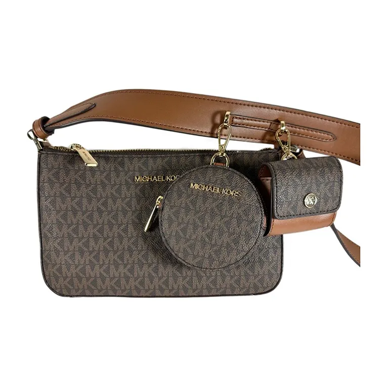 MICHAEL KORS Coated Canvas With Leather 3-in-1 Shoulder Bag Crossbody Bag Small Size Women's Brown-1