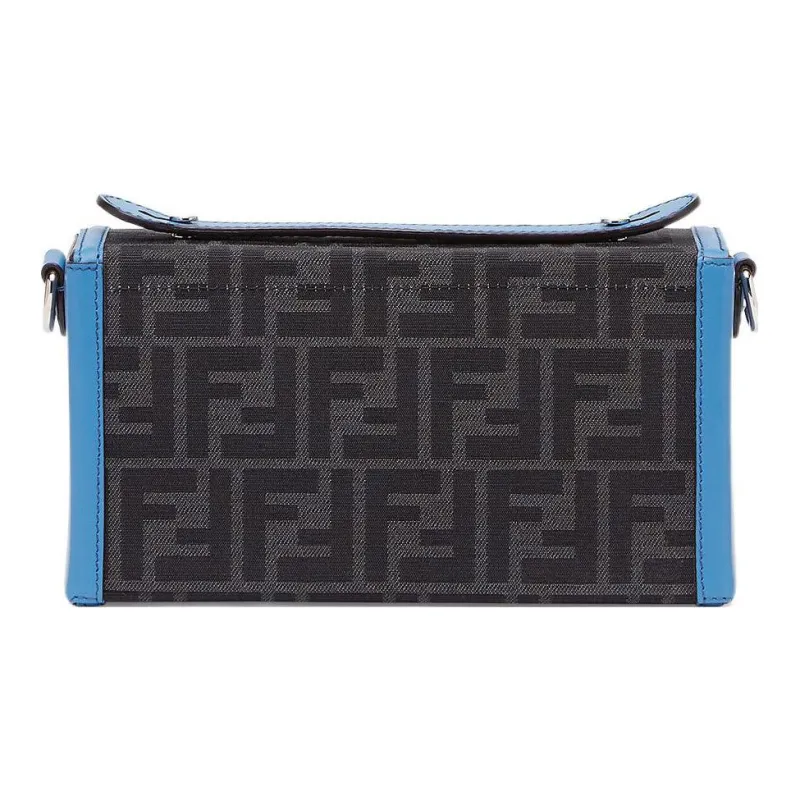 FENDI Baguette Cow Leather Shoulder Bag, Crossbody Bag, Handbag Men's Blue Gray-2