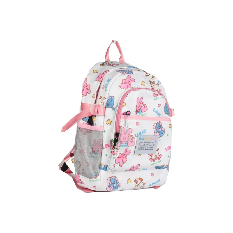 LOLA DESIGN Fabric Backpack Women's Milk White/Royal Blue-3