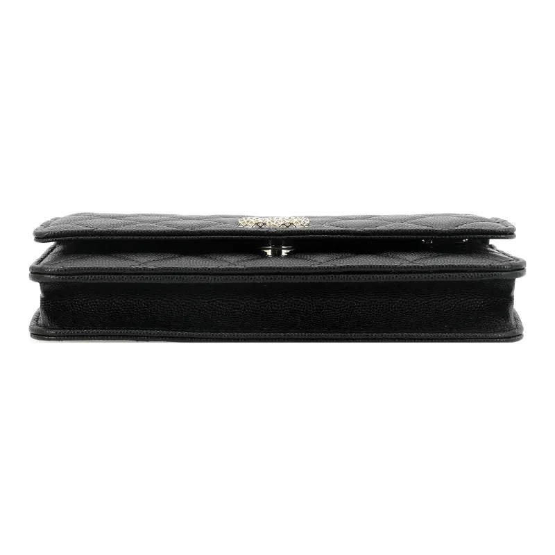 CHANEL WOC Litchi Grain Cow Leather Shoulder Bag, Crossbody Bag Unisex Black-3