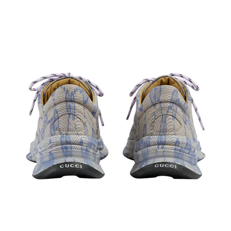 GUCCI Women's Run Sneaker 'Beige Blue Monogram' Women's-3