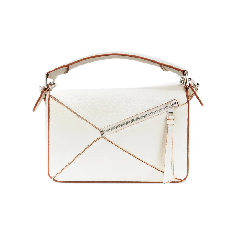 LOEWE Puzzle Calfskin Puzzle Bag, Handbag, Shoulder Bag, Crossbody Bag Trumpets Women's White-2