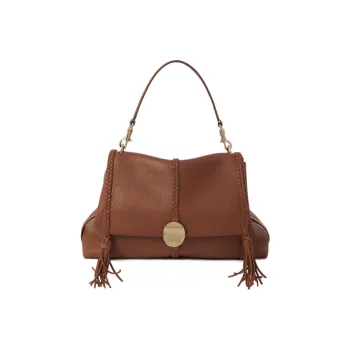 Chloe Soft Grained Calfskin Portable Crossbody Bag Shoulder Bag Medium Size Women's Caramel