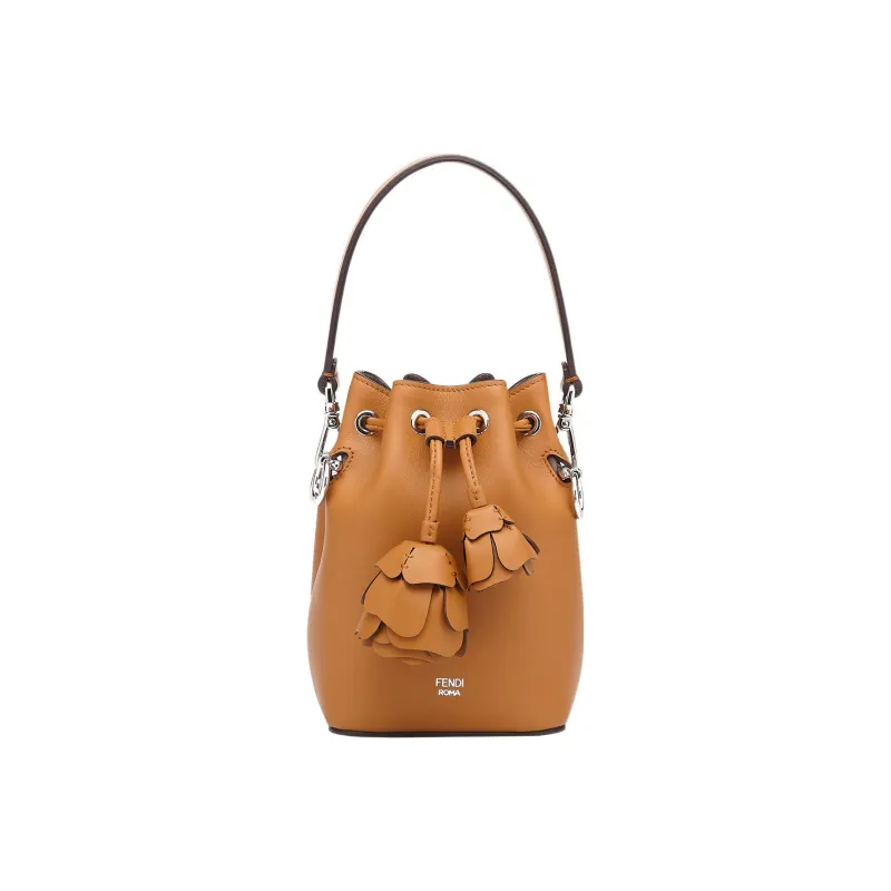 FENDI Mon Tresor Leather Bucket Bags Shoulder Bag Crossbody Bag Handbag Mini Women's Brown-0