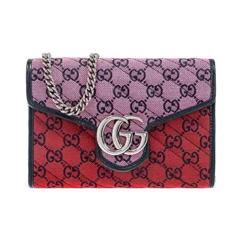 GUCCI GG Marmont Fabric With Leather Crossbody Bag, Shoulder Bag Women's