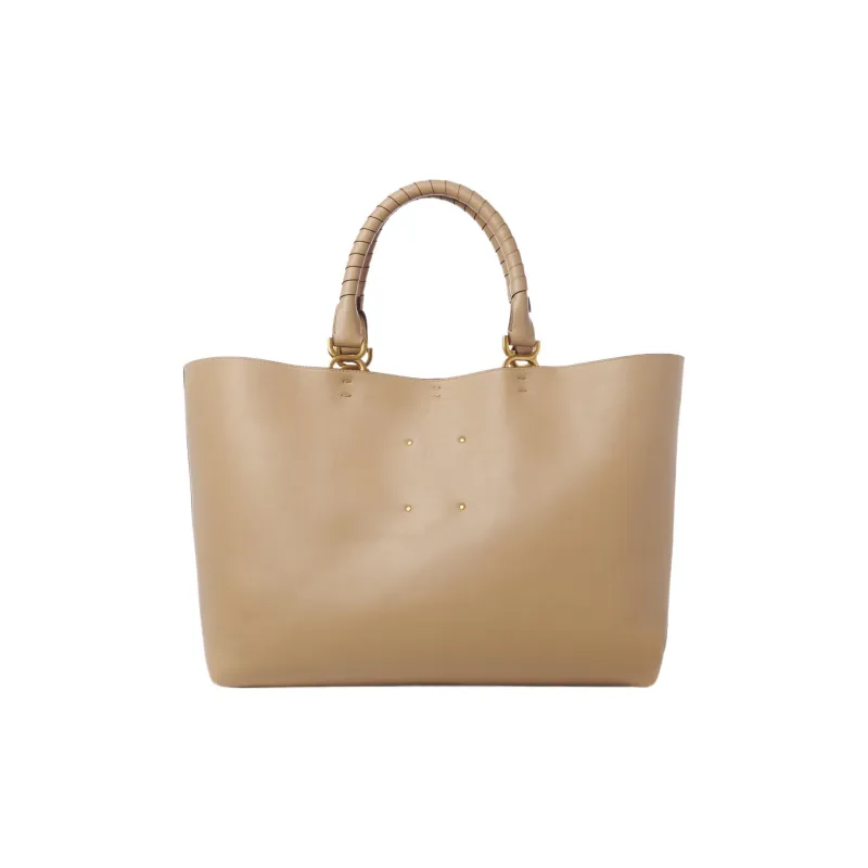 Chloe Marcie Grain Calfskin Tote Bag, Shopping Bag, Shoulder Bag, Handbag Women's Light Brown-1