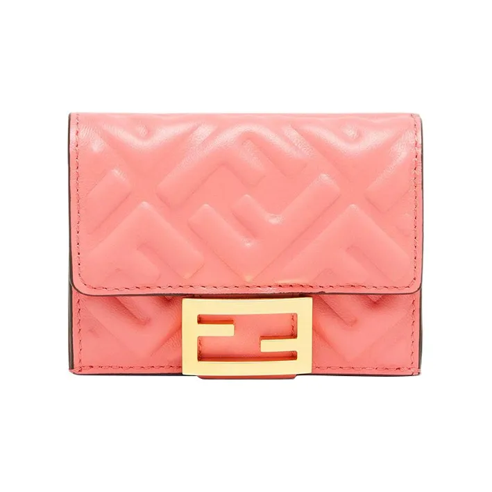 FENDI Baguette Lambskin Wallet Women's Pink-0