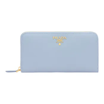 PRADA Saffiano Leather Wallet Women's Light Blue
