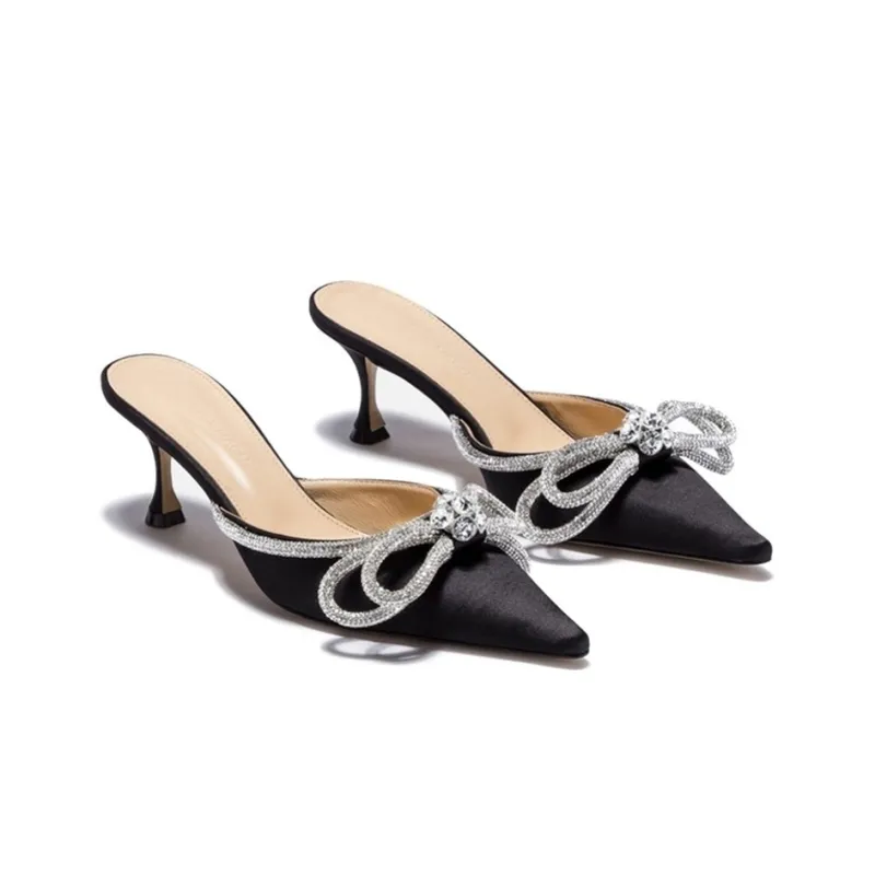 MACH & MACH Double Bow 65mm Embellished Mules-2