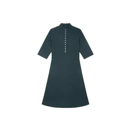 THEORY Short-Sleeved Dresses Women's Dark Green