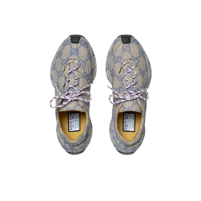 GUCCI Women's Run Sneaker 'Beige Blue Monogram' Women's-2