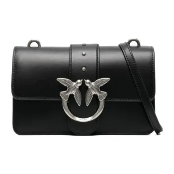 PINKO Leather Shoulder Bag, Crossbody Bag Regular Women's Black