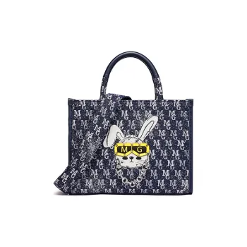 MELLO GOGO Fabric Rabbit Bag Handbag Medium Size Women's Navy Blue