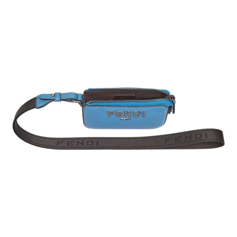 FENDI Leather Coin Purse Men's Blue-2