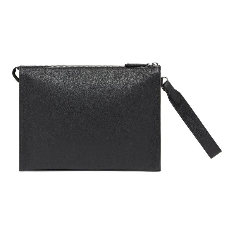FENDI Cow Leather Clutch Men's Black-2