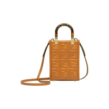 FENDI Sunshine Calfskin Tote Bag Shopping Bag Shoulder Bag Crossbody Bag Handbag Mini Women's Brown