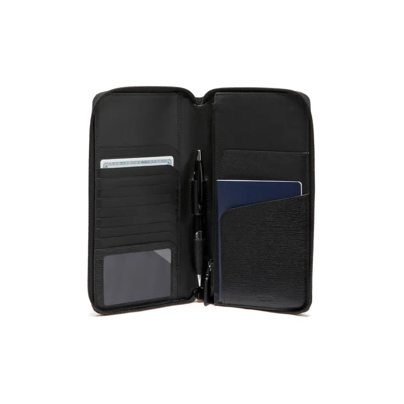 TUMI Leather Wallet Men's Black & Blue-2