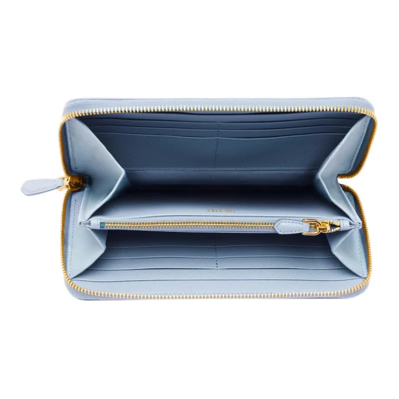 PRADA Saffiano Leather Wallet Women's Light Blue-3