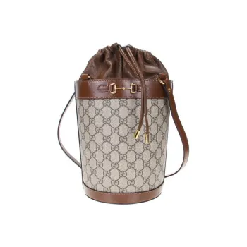 GUCCI Horsebit 1955 Canvas With Calfskin Bucket Bag, Portable Crossbody Bag, Shoulder Bag Women's