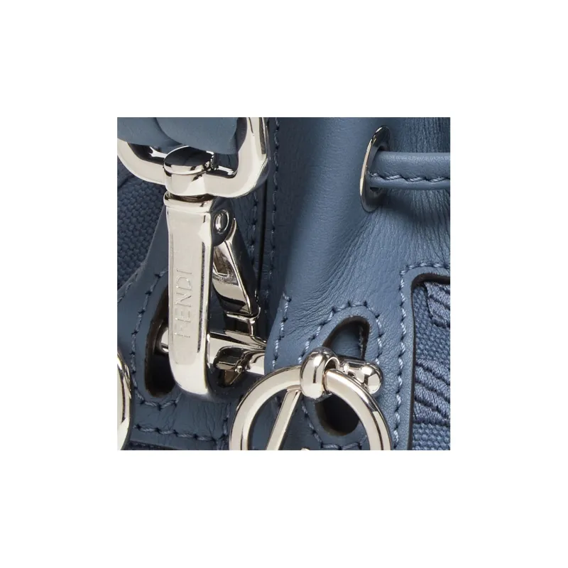 FENDI Mon Tresor Canvas Canvas Bag Bucket Bag Shoulder Bag Crossbody Bag Handbag Small Size Women's Blue-4