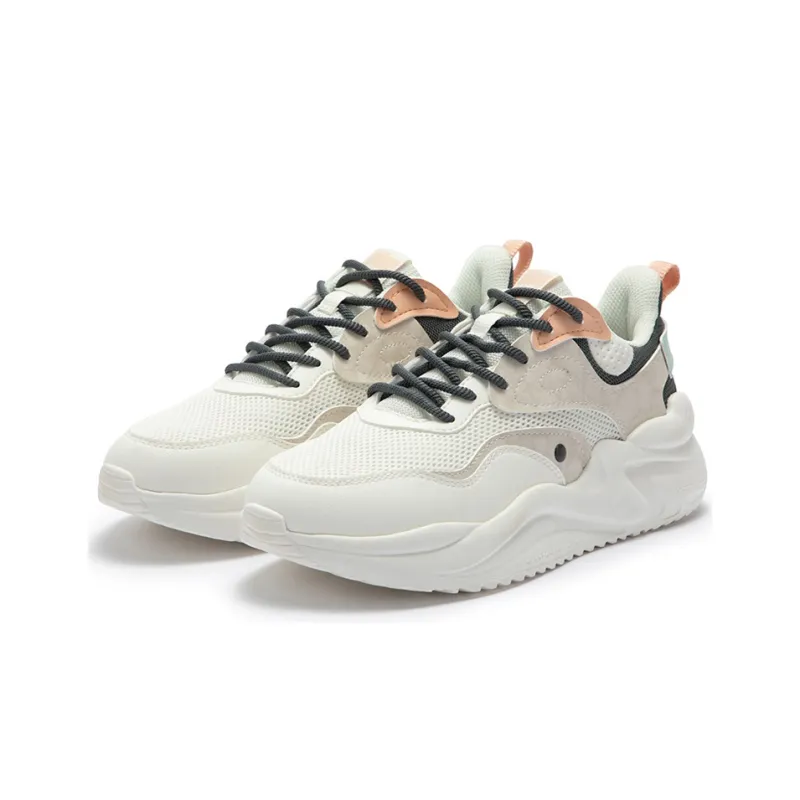 361° Wear-Resistant Slip-Resistant Lightweight Low-Top Sports Casual Shoes Women's White Gray-2