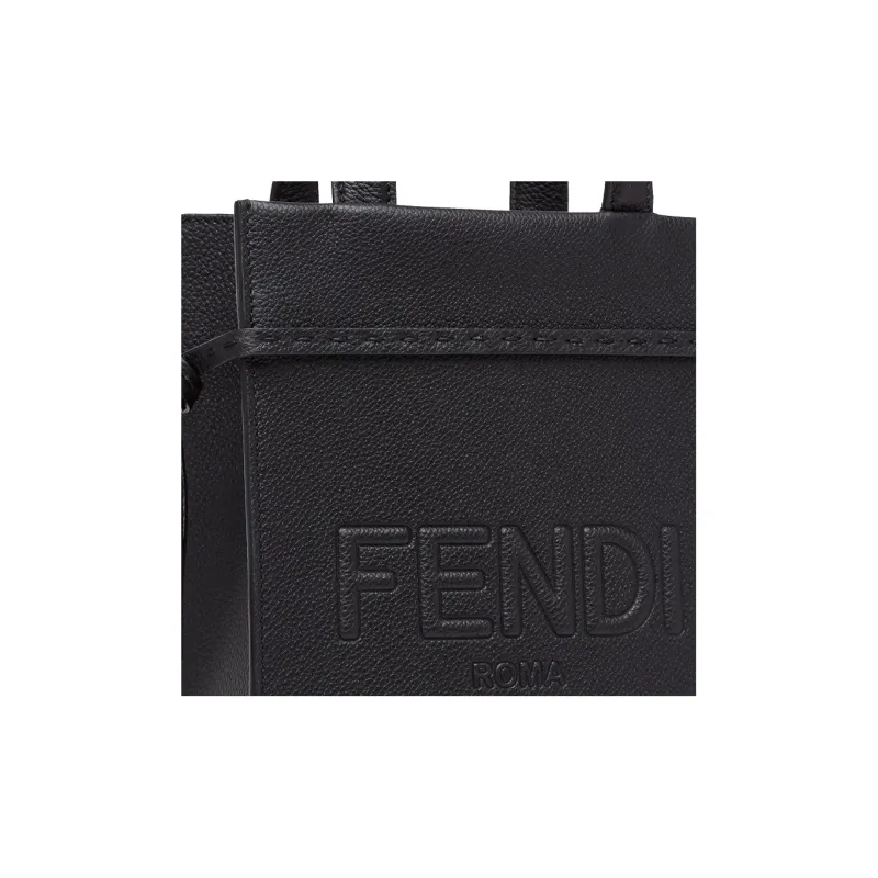 FENDI Calfskin Shoulder Bag Crossbody Bag Handbag Mini Men's Black-4