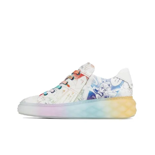 Jimmy Choo Diamond Skateboard Shoes Women's Low-Top White/Yellow/Blue/Purple