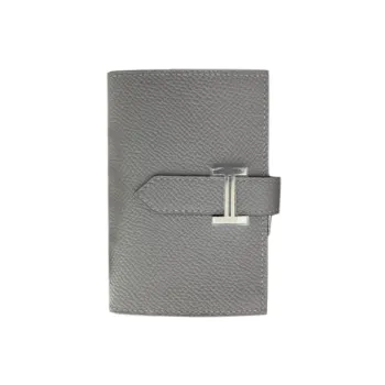 HERMES Bearn Epsom Calfskin Short Wallet Mini Women's 8F Gris ÉTain Tin Gray