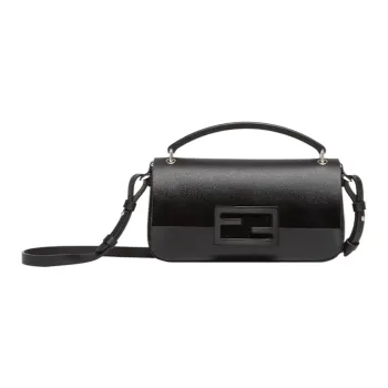 FENDI Baguette Cow Leather, Patent Leather Handbag, Shoulder Bag, Crossbody Bag, Cell Phone Pouch Women's Black