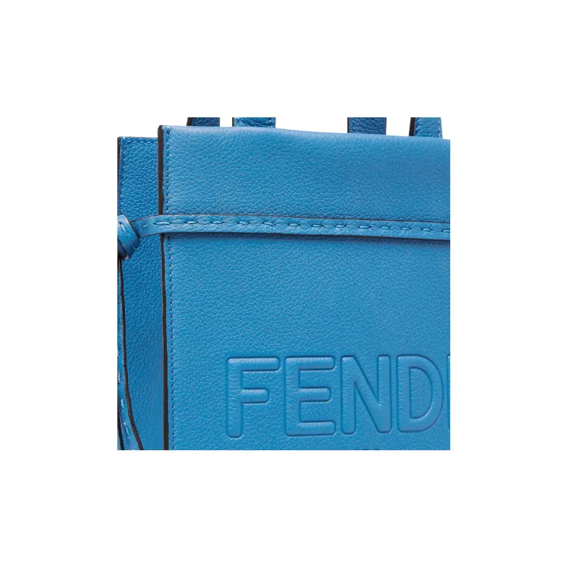 FENDI Cow Leather Shoulder Bag, Crossbody Bag, Handbag Mini Men's Blue-4