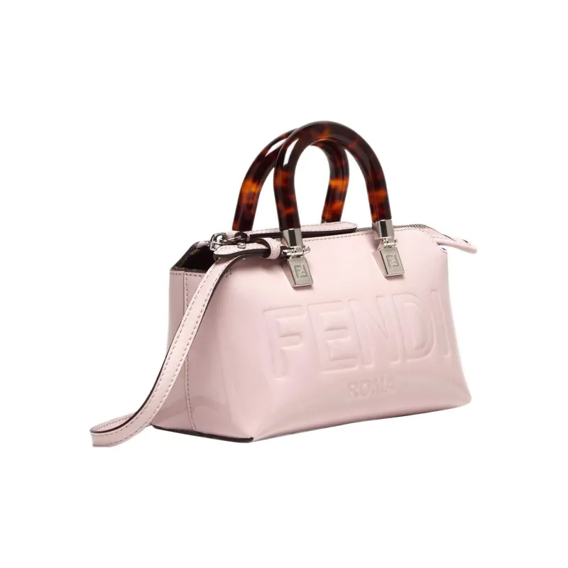 FENDI Patent Leather Boston Bag Handbag Shoulder Bag Crossbody Bag Mini Women's Light Pink Red-2