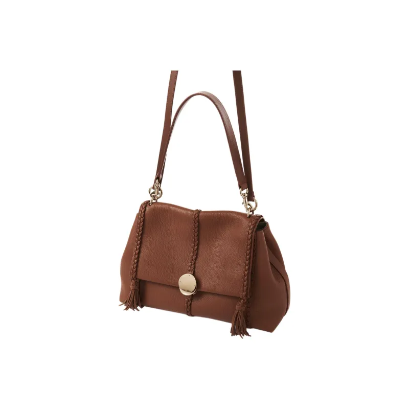 Chloe Soft Grained Calfskin Portable Crossbody Bag Shoulder Bag Medium Size Women's Caramel-2