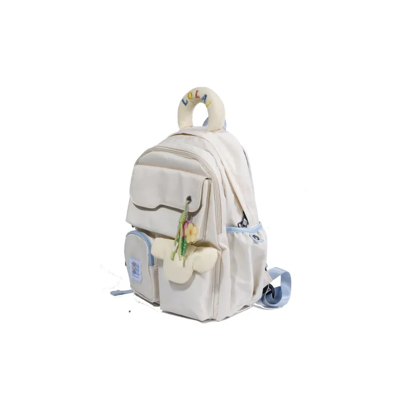 LOLA DESIGN Nylon Backpack Regular Women's Sea Salt White/Cream Yellow/Blue-1