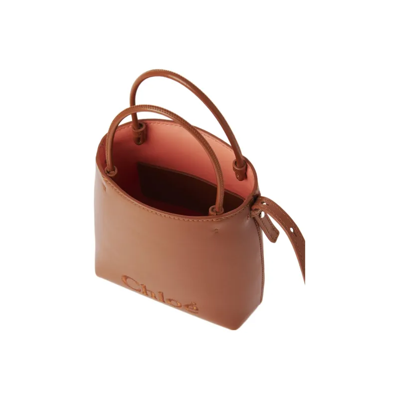 Chloe Shiny Calfskin Tote Bag Shopping Bag Handbag Shoulder Bag Crossbody Bag Mini Women's Brown-3